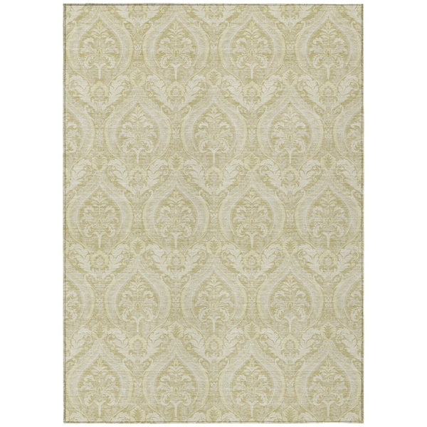 HomeRoots 5' Elegant Light Green Damask Area Rug – Washable, Durable, Perfect for Indoor and Outdoor Spaces 5' X 8' 563857