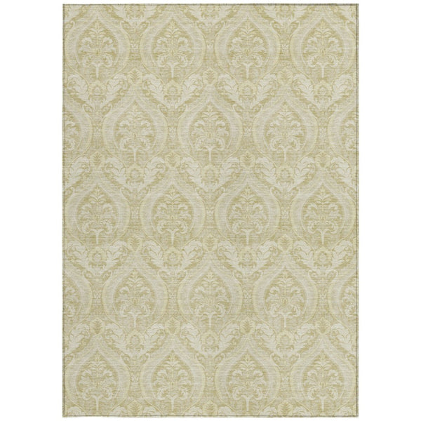 HomeRoots 5' Elegant Light Green Damask Area Rug – Washable, Durable, Perfect for Indoor and Outdoor Spaces 8' X 10' 563859