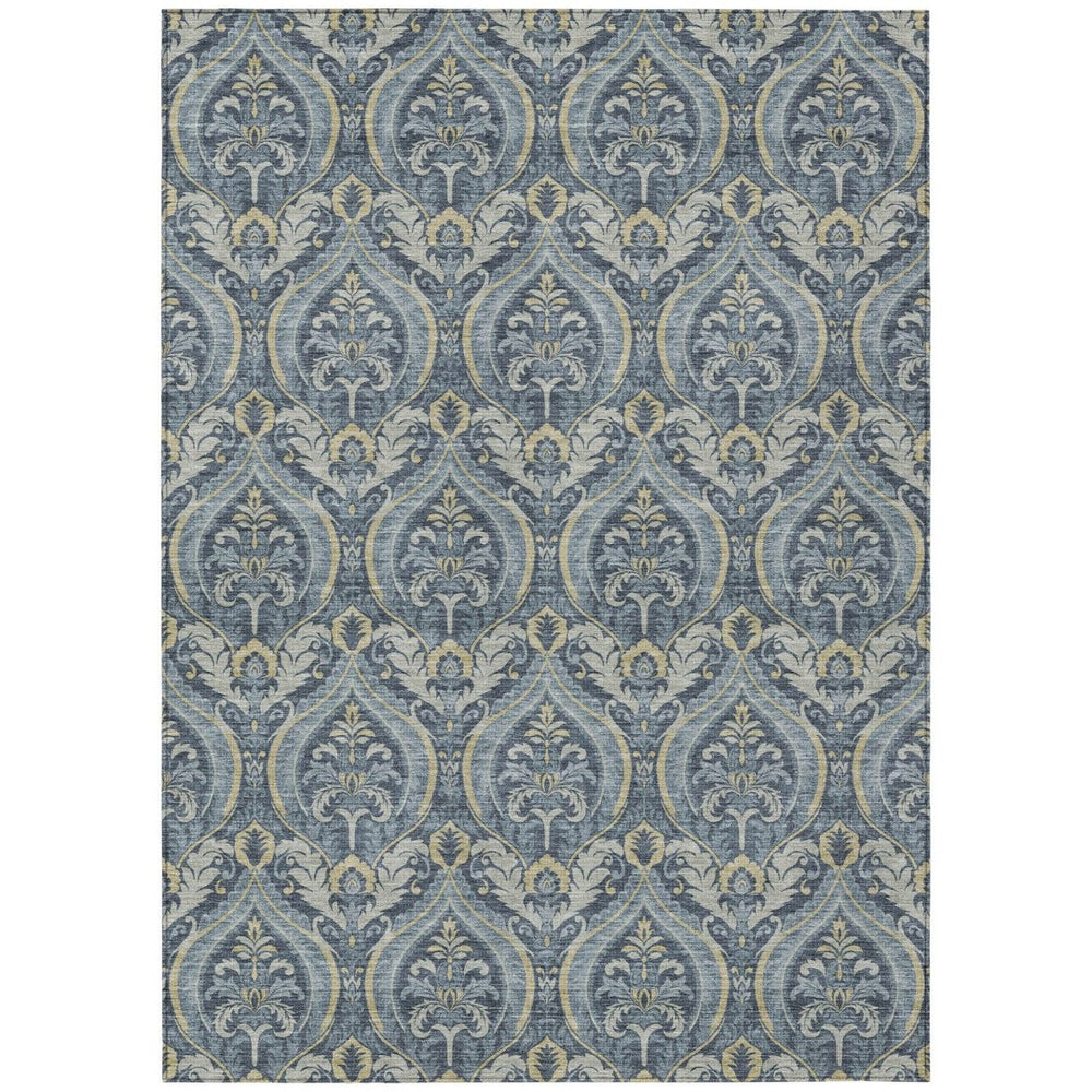 HomeRoots 5' Elegant Light Green Damask Area Rug – Washable, Durable, Perfect for Indoor and Outdoor Spaces 5' X 8' 563866