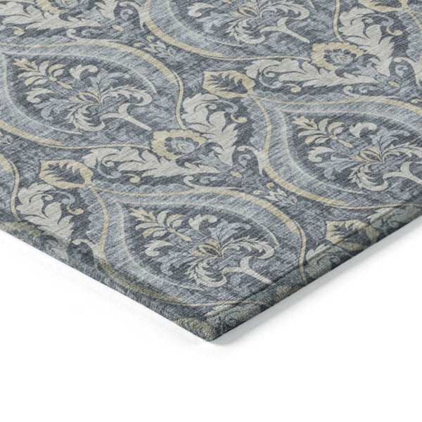HomeRoots 5' Elegant Light Green Damask Area Rug – Washable, Durable, Perfect for Indoor and Outdoor Spaces 5' X 8' 563866