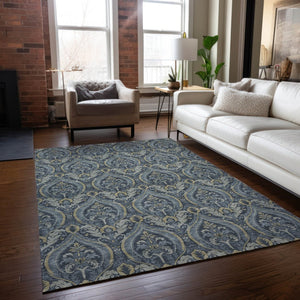 HomeRoots 5' Elegant Light Green Damask Area Rug – Washable, Durable, Perfect for Indoor and Outdoor Spaces 5' X 8' 563866