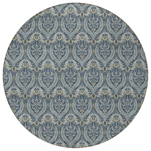 HomeRoots 5' Elegant Light Green Damask Area Rug – Washable, Durable, Perfect for Indoor and Outdoor Spaces 8' Round 563867