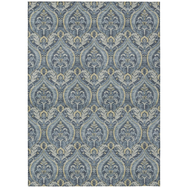 HomeRoots 5' Elegant Light Green Damask Area Rug – Washable, Durable, Perfect for Indoor and Outdoor Spaces 10' X 14' 563870