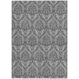 Homeroots 3' X 5' Gray Damask Washable Non Skid Indoor Outdoor Area Rug Gray Polyester 563874