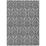 Homeroots 3' X 5' Gray Damask Washable Non Skid Indoor Outdoor Area Rug Gray Polyester 563874