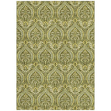 Homeroots 3' X 5' Green Damask Washable Non Skid Indoor Outdoor Area Rug Green Polyester 563883