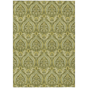 HomeRoots 5' Elegant Light Green Damask Area Rug – Washable, Durable, Perfect for Indoor and Outdoor Spaces 10' X 14' 563888