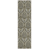 Homeroots 8' Runner Taupe And Beige Damask Washable Non Skid Indoor Outdoor Runner Rug Taupe Polyester 563890