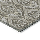 Homeroots 8' Runner Taupe And Beige Damask Washable Non Skid Indoor Outdoor Runner Rug Taupe Polyester 563890