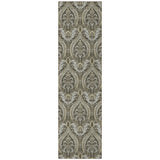 Homeroots 8' Runner Taupe And Beige Damask Washable Non Skid Indoor Outdoor Runner Rug Taupe Polyester 563890