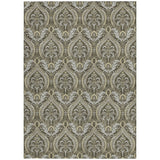 Homeroots 3' X 5' Taupe And Beige Damask Washable Non Skid Indoor Outdoor Area Rug Taupe Polyester 563892