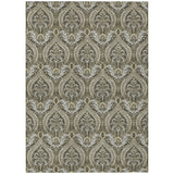 Homeroots 3' X 5' Taupe And Beige Damask Washable Non Skid Indoor Outdoor Area Rug Taupe Polyester 563892