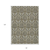 Homeroots 8' X 10' Taupe And Beige Damask Washable Non Skid Indoor Outdoor Area Rug Taupe Polyester 563895