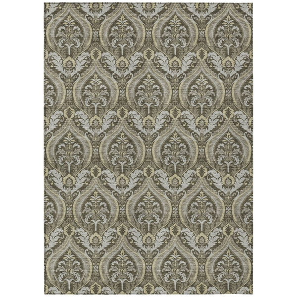 HomeRoots 5' Elegant Light Green Damask Area Rug – Washable, Durable, Perfect for Indoor and Outdoor Spaces 9' X 12' 563896