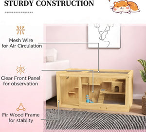 English Elm Pet Rabbit Hutch Two Story Solid Fir Wood Waterproof Outdoor Indoor Small Animal Home T3971P432038