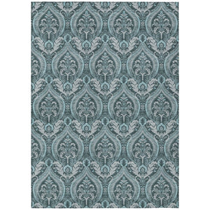HomeRoots 5' Elegant Light Green Damask Area Rug – Washable, Durable, Perfect for Indoor and Outdoor Spaces 8' X 10' 563904