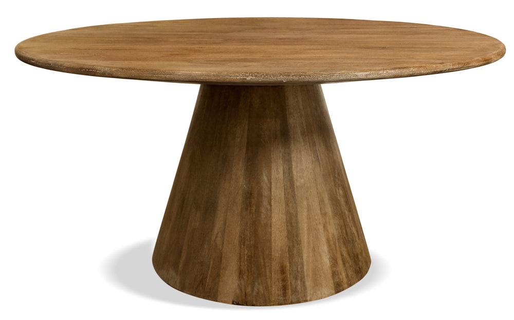 Homeroots 60" Natural Rounded Solid Wood Pedestal Base Dining Table   563907