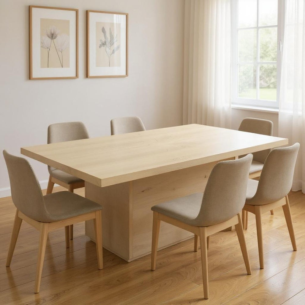 HomeRoots 84" Natural Solid Wood Pedestal Dining Table – Rustic Charm, Ample Seating, Handcrafted Durability! 563909