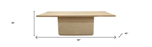 HomeRoots 84" Natural Solid Wood Pedestal Dining Table – Rustic Charm, Ample Seating, Handcrafted Durability! 563909