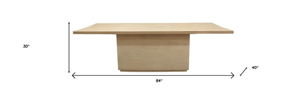 HomeRoots 84" Natural Solid Wood Pedestal Dining Table – Rustic Charm, Ample Seating, Handcrafted Durability! 563909