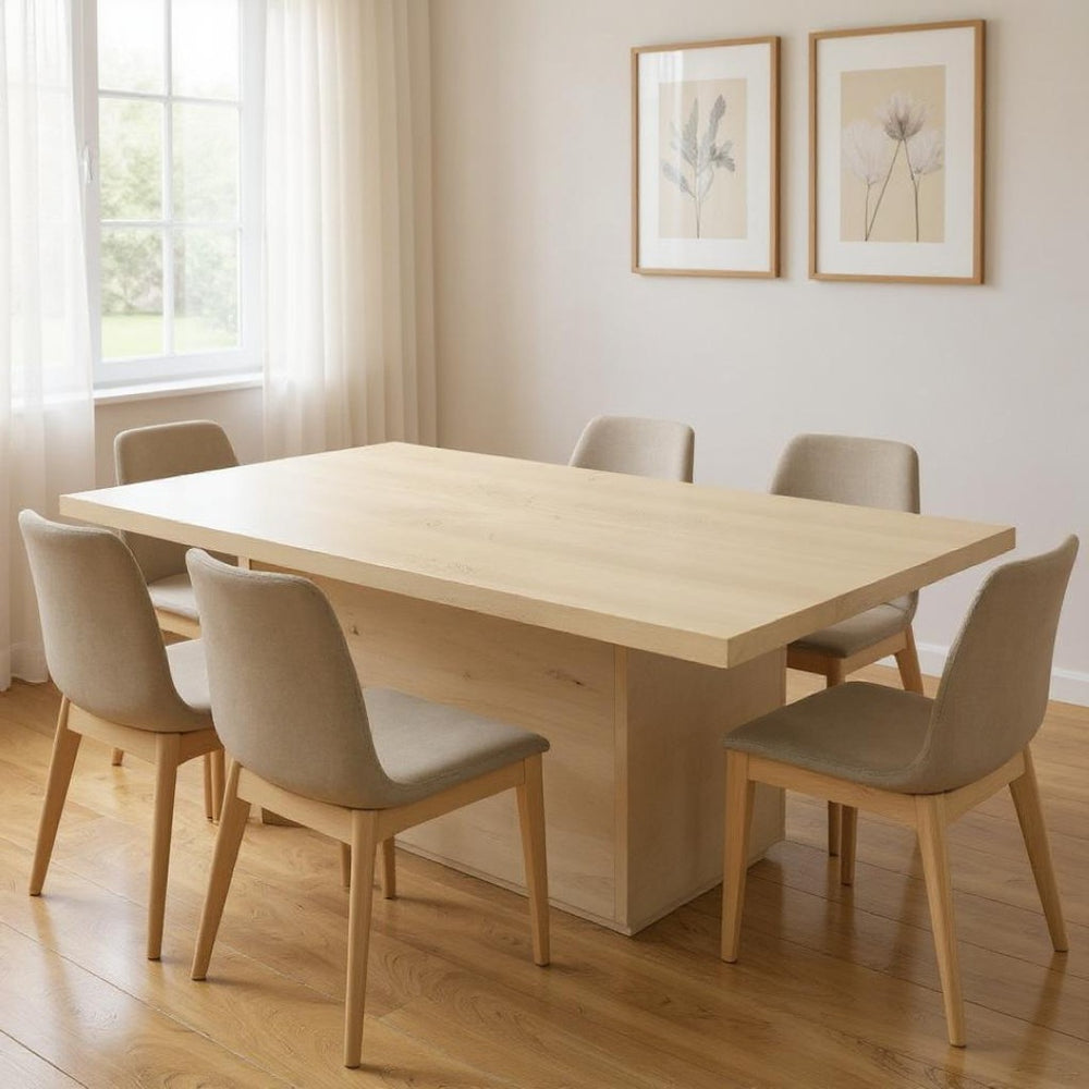 HomeRoots 108" Natural Solid Wood Pedestal Dining Table – Rustic Mango Finish, Seats 10, Perfect for Gatherings 563911