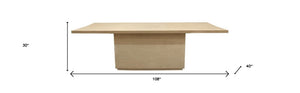HomeRoots 108" Natural Solid Wood Pedestal Dining Table – Rustic Mango Finish, Seats 10, Perfect for Gatherings 563911