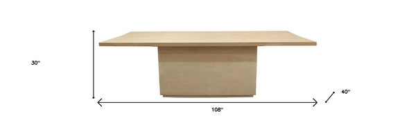 HomeRoots 108" Natural Solid Wood Pedestal Dining Table – Rustic Mango Finish, Seats 10, Perfect for Gatherings 563911