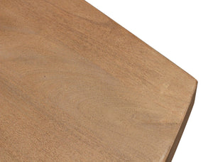 Homeroots 82" Natural And Black Solid Wood And Iron Pedestal Base Dining Table   563914