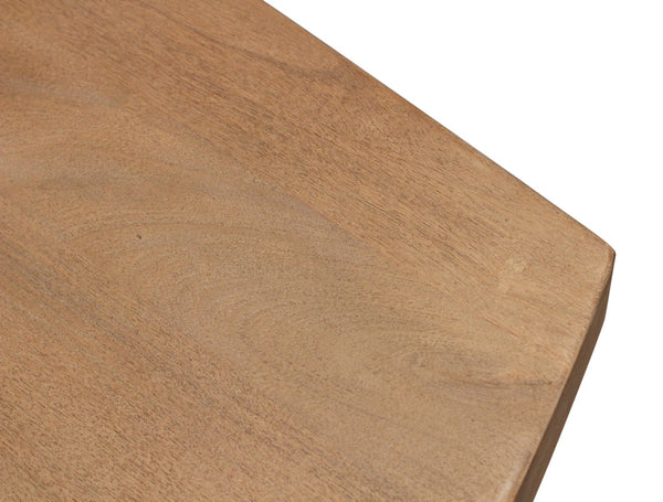 Homeroots 82" Natural And Black Solid Wood And Iron Pedestal Base Dining Table   563914