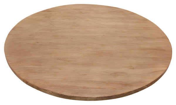 HomeRoots 72" Natural and Black Round Solid Wood Dining Table with Iron Pedestal for Modern Rustic Style 563915