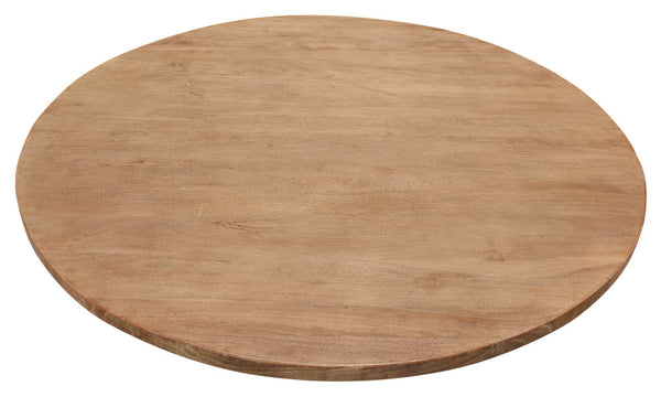 Homeroots 60" Natural And Black Rounded Solid Wood And Iron Pedestal Base Dining Table   563916