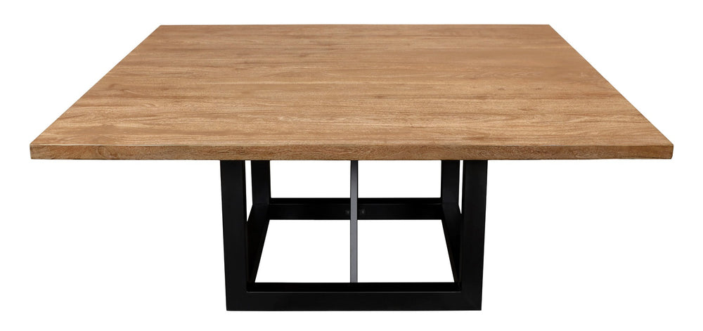 HomeRoots 60" Stylish Natural Mango Wood & Black Iron Square Dining Table for Rustic Industrial Homes 563917