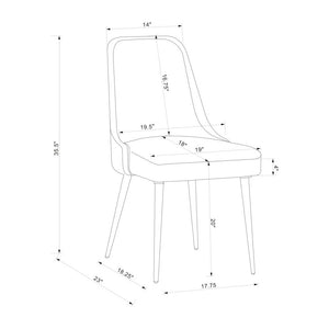 English Elm Set Ultra-Modern Leatherette Side Chairs with Chrome Curved Legs, Sleek Contoured Seats for Dining Comfort Grey B016P224727