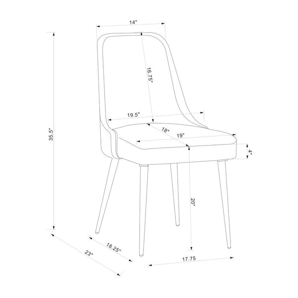 English Elm Set Ultra-Modern Leatherette Side Chairs with Chrome Curved Legs, Sleek Contoured Seats for Dining Comfort Grey B016P224727
