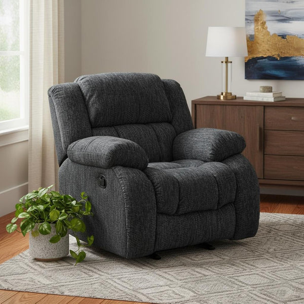 HomeRoots 40" Gray Fabric Gliding Recliner - Stylish Comfort with Smooth Motion & 500 lbs Capacity for Any Room 563922