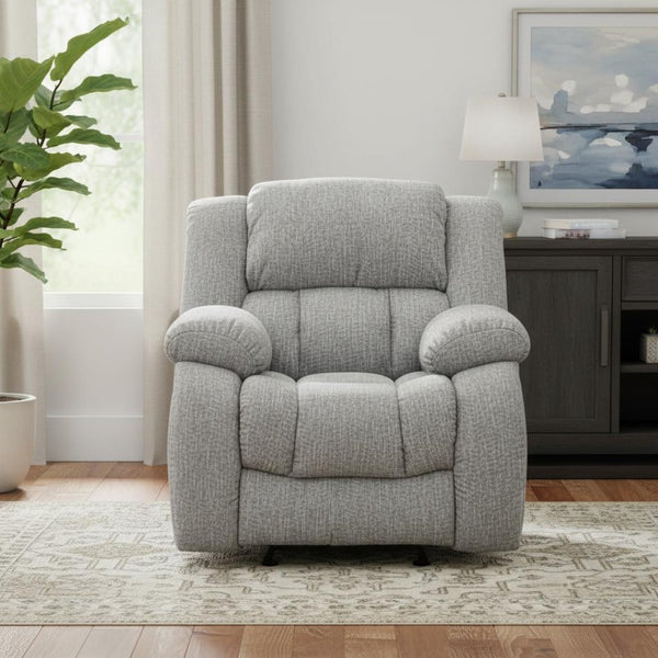 HomeRoots 40" Gray Fabric Gliding Recliner – Effortless Comfort, Durable Polyester, Perfect for Any Room Style 563923