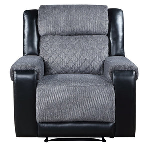 HomeRoots 39" Stylish Black and Gray Faux Leather Manual Recliner with Plush Comfort and Glider Motion 563924