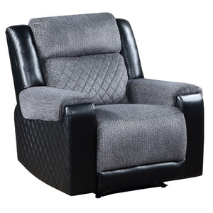 Homeroots 39" Modern Black And Gray Faux Leather Fabric Recliner - Comfortable Glider For Stylish Relaxation   563924