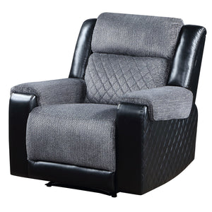 Homeroots 39" Modern Black And Gray Faux Leather Fabric Recliner - Comfortable Glider For Stylish Relaxation   563924