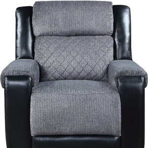 Homeroots 39" Modern Black And Gray Faux Leather Fabric Recliner - Comfortable Glider For Stylish Relaxation   563924