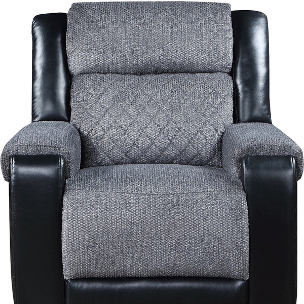 Homeroots 39" Modern Black And Gray Faux Leather Fabric Recliner - Comfortable Glider For Stylish Relaxation   563924