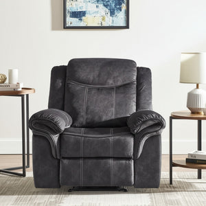 Homeroots 41" Granite Gray Fabric Power Recliner - Ultimate Comfort With Easy Push-button Recline Control   563932