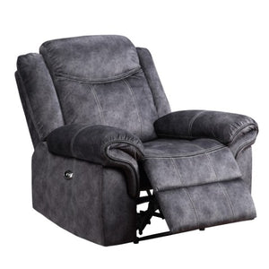 Homeroots 41" Granite Gray Fabric Power Recliner - Ultimate Comfort With Easy Push-button Recline Control   563932