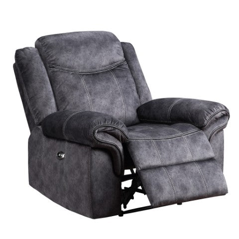 Homeroots 41" Granite Gray Fabric Power Recliner - Ultimate Comfort With Easy Push-button Recline Control   563932