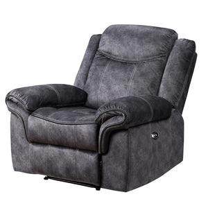 Homeroots 41" Granite Gray Fabric Power Recliner - Ultimate Comfort With Easy Push-button Recline Control   563932