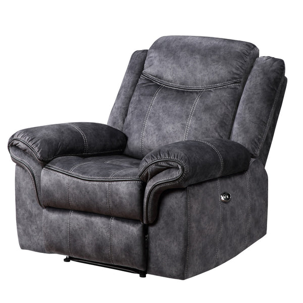 Homeroots 41" Granite Gray Fabric Power Recliner - Ultimate Comfort With Easy Push-button Recline Control   563932