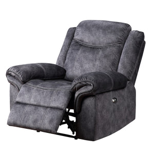 Homeroots 41" Granite Gray Fabric Power Recliner - Ultimate Comfort With Easy Push-button Recline Control   563932