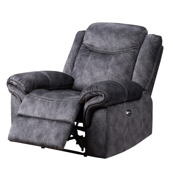 Homeroots 41" Granite Gray Fabric Power Recliner - Ultimate Comfort With Easy Push-button Recline Control   563932