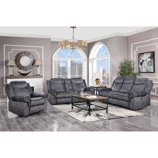 Homeroots 41" Granite Gray Fabric Power Recliner - Ultimate Comfort With Easy Push-button Recline Control   563932