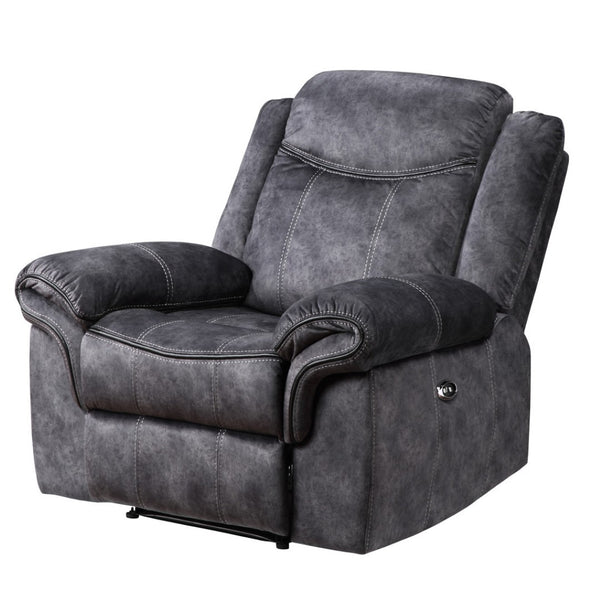 Homeroots 41" Granite Gray Fabric Power Recliner - Ultimate Comfort With Easy Push-button Recline Control   563932